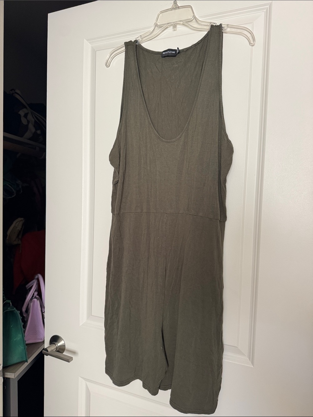 PrettyLittleThing Olive Green Sleeveless Romper Top